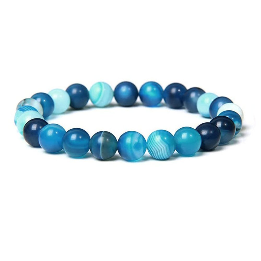 Blue Agate Beaded Bracelet
